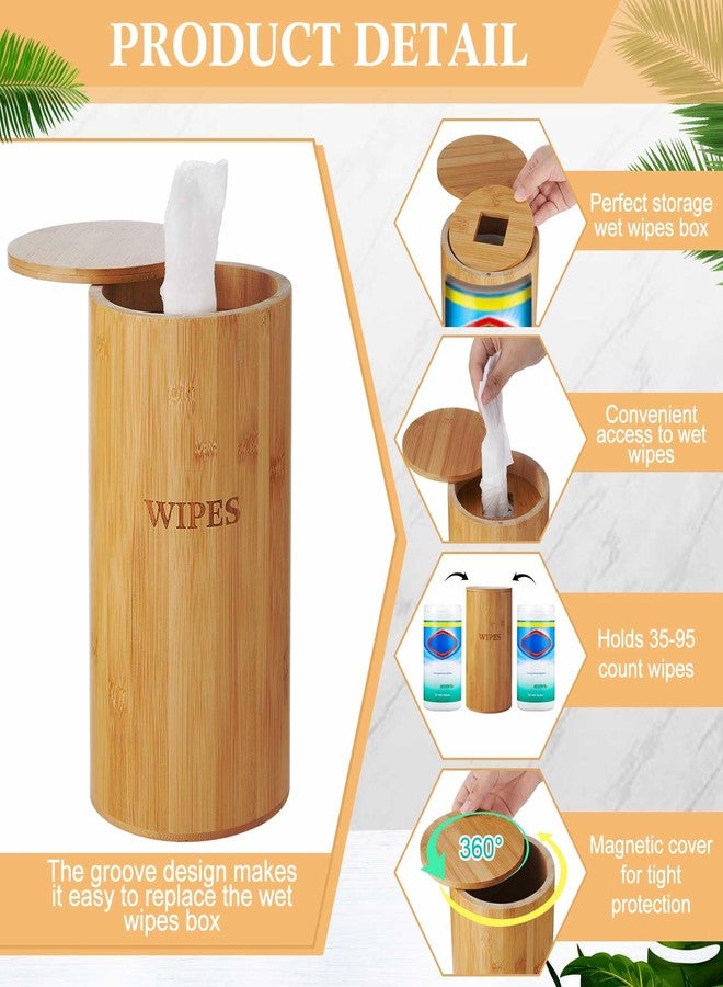 Willinglong Refillable Wet Wipes Dispenser Disinfecting Wipe Container with Magnetic Lid Stylish Decorative Bamboo Holder for Bathroom Kitchen Countertop Home Office Storage Cleaning(Natural) - Image 4